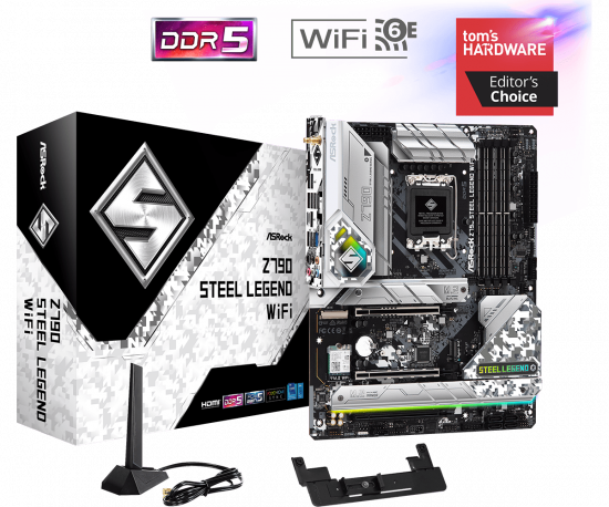 Mainboard ASRock Z790 Steel Legend WiFi (LGA 1700, 4x DDR5, HDMI, Displayport, M.2 PCIe 5.0, WiFi 6E, ATX)