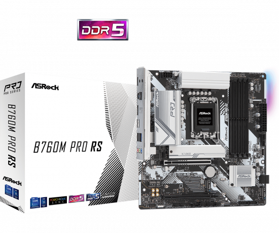 Mainboard ASRock B760M Pro RS (LGA 1700, 4x DDR5, HDMI, Displayport, M.2 PCIe 4.0, m-ATX)