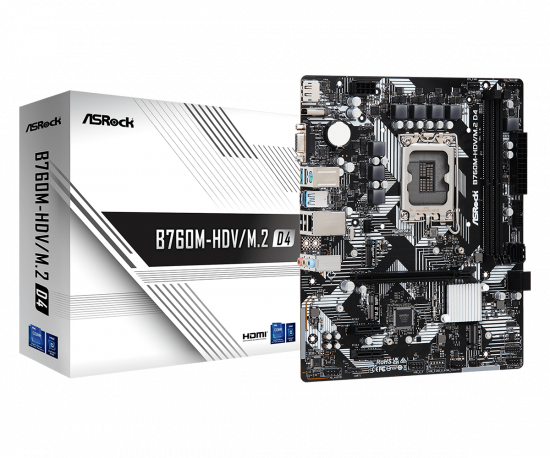 Mainboard ASRock B760M-HDV/M.2 D4 (LGA 1700, 2x DDR4, HDMI, Displayport, VGA, M.2 PCIe 4.0, m-ATX)