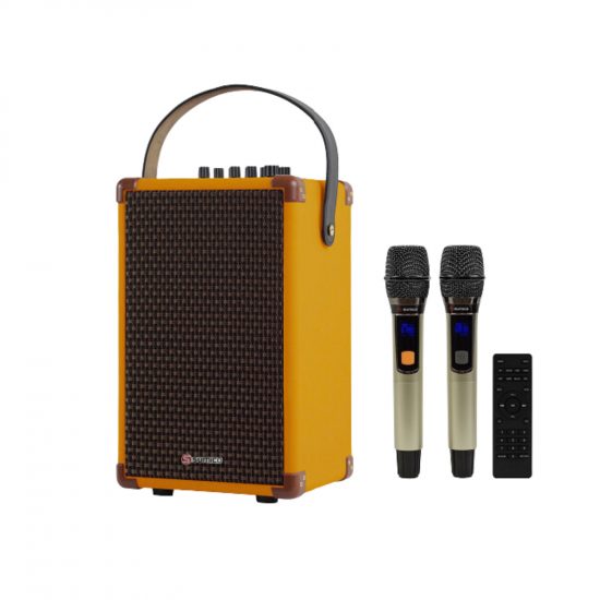 Loa Karaoke Di Động Sumico Bella 51 Yellow (90W RMS, Bluetooth / AUX / USB / TF Card / HDMI / Optical, Pin 8 giờ, Kèm 2 mic không dây)