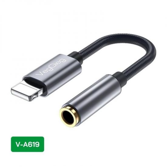 Đầu Chuyển Lightning To 3.5mm VegGieg V-A619 (Chiều Dài 15cm)