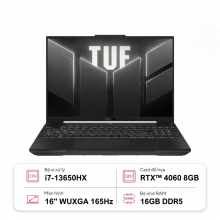 Laptop Gaming ASUS TUF F16 FX607JV-N3199W (Intel Core i7-13650HX, Ram 16GB, SSD 512GB, RTX 4060 8GB, Màn Hình 16inch WUXGA 165Hz, Windows 11)