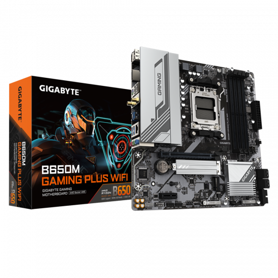 Mainboard Gigabyte B650M GAMING PLUS WIFI (AM5, 4x DDR5, Displayport, HDMI, M.2 PCIe 4.0, WiFi 6E, m-ATX)