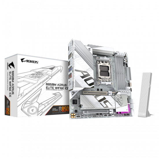 Mainboard Gigabyte B850M AORUS ELITE WIFI6E ICE (AM5, 4x DDR5, Displayport, M.2 PCIe 5.0, m-ATX)