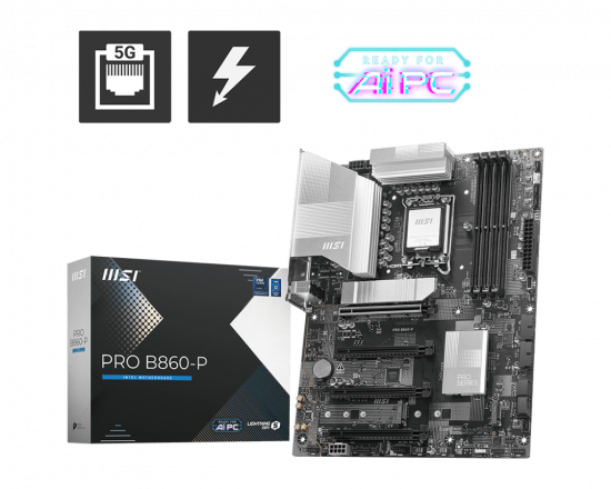 Mainboard MSI PRO B860-P (LGA 1851, 4x DDR5, Thunderbolt 4, Displayport, HDMI, M.2 PCIe 5.0, ATX)