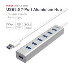 Bộ chia Hub USB 7 Port 3.0 Unitek Y3090 Aluminium (vỏ nhôm/có cấp nguồn)