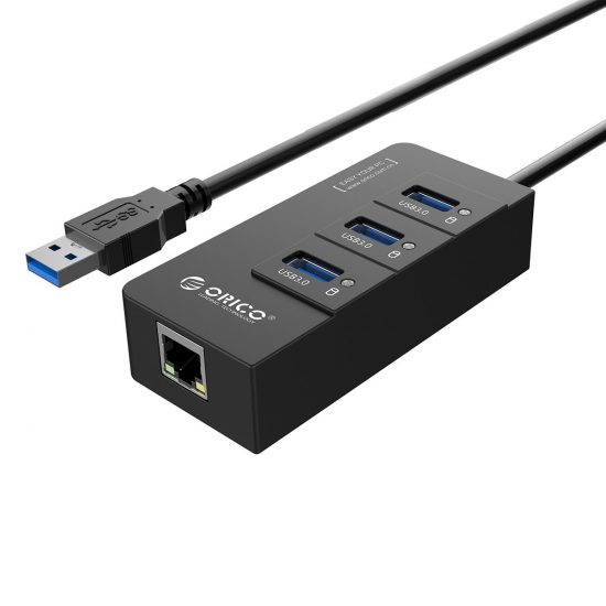 Bộ chia Hub USB 3 Port 3.0 + 1 Lan Orico HR01-U3-BK