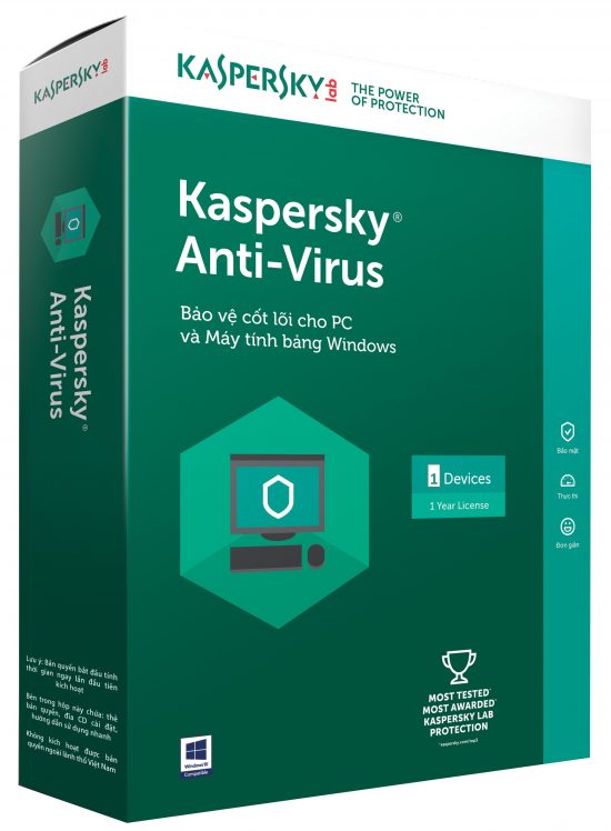 PHẦN MỀM DIỆT VIRUS BẢN QUYỀN KASPERSKY ANTIVIRUS 1USER 1YEAR