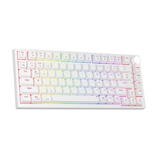 Bàn phím cơ Newmen GM326 White - Blue Switch (75%, Núm xoay, Hotswap, Led Rainbow, USB-C)