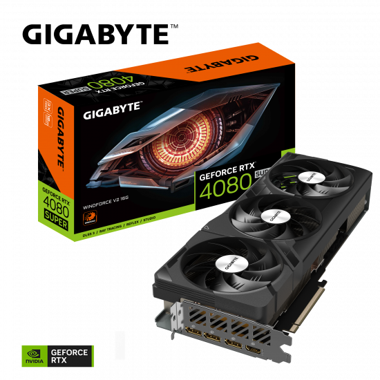 Card màn hình VGA Gigabyte GeForce RTX 4080 SUPER WINDFORCE V2 16G GDDR6X (N408SWF3V2-16GD)