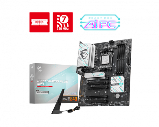 Mainboard MSI B840 GAMING PLUS WIFI (AM5, 4x DDR5, HDMI, M.2 PCIe 4.0, WiFi 7, ATX)