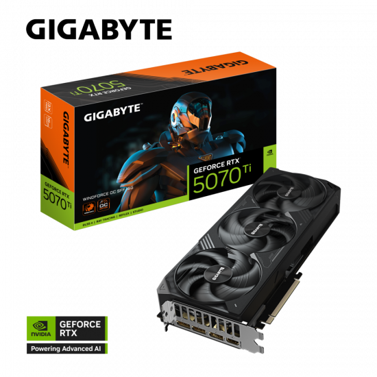 Card màn hình VGA Gigabyte GeForce RTX 5070 Ti WINDFORCE OC SFF 16G GDDR7 (GV-N507TWF3OC-16GD)