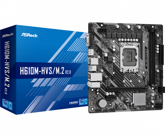 Mainboard ASRock H610M-HVS/M.2 R2.0 (LGA1700, 2x DDR4, HDMI, VGA, M2 PCIe 3.0, m-ATX)