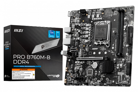 Mainboard MSI PRO B760M-B DDR4 (LGA 1700, 2x DDR4, HDMI, M.2 PCIe 4.0, m-ATX)