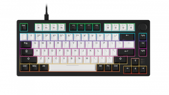 Bàn Phím Cơ DareU EK75 White Black PBT - DareU Dream Switch (USB-C, Keycap PBT, Rainbow LED)
