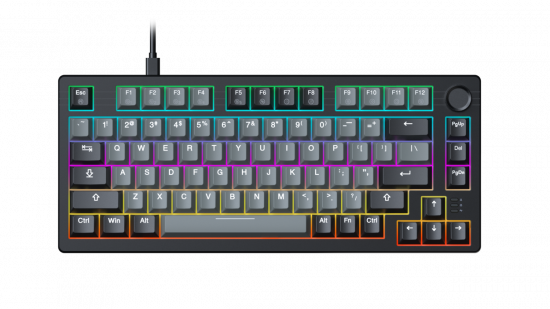 Bàn Phím Cơ DareU EK75 Grey Black PBT - DareU Dream Switch (USB-C, Keycap PBT, Rainbow LED)