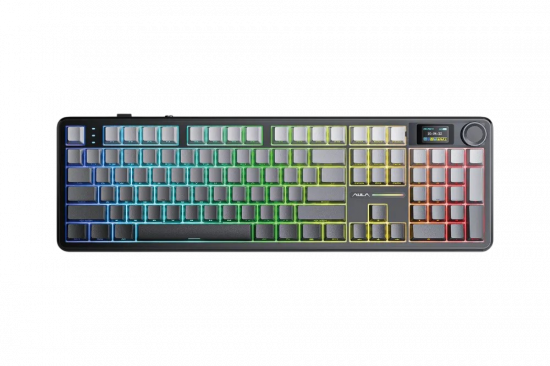 Bàn Phím Cơ Không Dây AULA F108 PRO Đen Gradient - Nimbus Switch (3 mode, Gasket mount, Hotswap, Plate FR4)