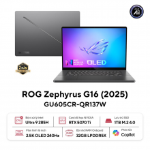 Laptop Asus Gaming ROG Zephyrus G16 GU605CR-QR137W (Intel Core Ultra 9 285H, RAM 32GB, SSD 1TB, RTX 5070 Ti, Màn Hình 16 inch 2.5K OLED 240Hz, Windows 11)