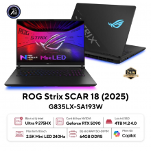 Laptop ASUS ROG Strix SCAR 18 G835LX-SA193W (Intel Core Ultra 9 Processor 275HX, RTX 5090 24GB, Màn Hình 18 inch 2.5K, RAM 64GB, SSD 4TB, Windows 11)