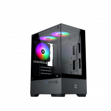 Vỏ case Xigmatek VIEW II 3F Black - EN46247 (m-ATX, Sẵn 3 fan RGB, Max 5 fan)