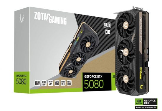 Card màn hình ZOTAC GAMING GeForce RTX 5080 SOLID OC 16GB GDDR7 (ZT-B50800J-10P)