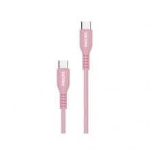 Cáp Sạc USB Type C Sang USB Type C Philips 60W DLC8601PK (1.2 mét, Silicon Siêu Bền, Màu Hồng)