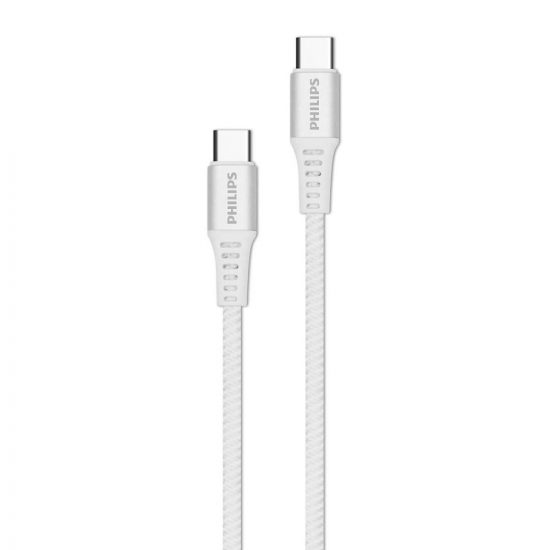 Cáp Sạc USB Type C Sang USB Type C Philips 100W DLC9530CW (1.0 mét, Màu Trắng)