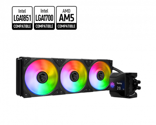 Tản nhiệt nước AIO MSI MPG CORELIQUID D360 (LGA 1851/1700/115x/20xx, AM5/AM4/TR4/sTRX4, LCD)