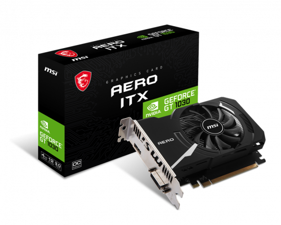 Card Màn Hình MSI GeForce GT 1030 AERO ITX 4GD4 OC (4GB DDR4, HDMI, DVI, 1 fan)