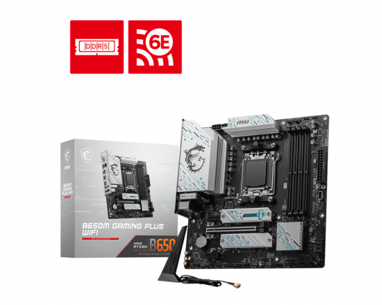 Mainboard MSI B650M GAMING PLUS WIFI (AM5, 4x DDR5, HDMI, Displayport, USB-C, M.2 PCIe 4.0, WiFi 6E)