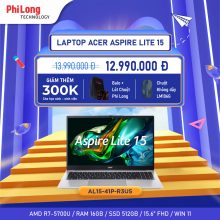Laptop Acer Aspire Lite 15 AL15-41P-R3U5 (AMD Ryzen 7-5700U, RAM 16GB, SSD 512GB, Màn hình 15.6inch IPS, AMD Radeon Graphics,  Windows 11)