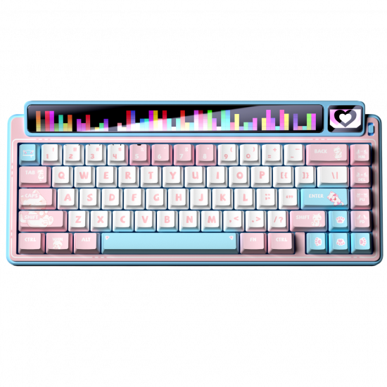 Bàn Phím Cơ Không Dây LEOBOG AMG65 Hồng + Trắng + Xanh Dương - Jadeite switch (3 mode, Màn Dot Matrix + TFT, Gasket Mount, Hotswap)