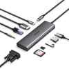 Đầu Chuyển USB Type C UGREEN 15601 (USB Type C Sang USB-A 3.0, HDMI 4K30Hz, VGA, RJ45(LAN), SD/TF, 3.5mm, PD 100W)