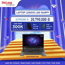 Laptop Gaming Lenovo LOQ 15ARP9 (83JC00HYVN) (AMD Ryzen 5 7235HS, RAM 24GB, SSD 512GB, RTX 3050 6GB GDDR6, Màn Hình 15.6inch FullHD 144Hz, Windows 11 Home, Màu Xám)