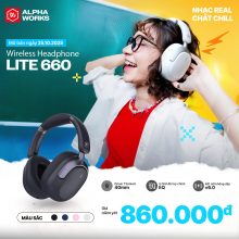 Tai Nghe Không Dây Alpha Works LITE 660 Blue (Bluetooth 6.0, Pin 50h, Hỗ Trợ Cổng AUX)