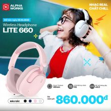 Tai Nghe Không Dây Alpha Works LITE 660 Pink (Bluetooth 6.0, Pin 50h, Hỗ Trợ Cổng AUX)