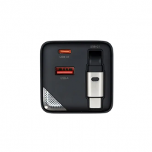 Củ Sạc Nhanh Philips DLP6335 PD65W Đen Cho Laptop, Macbook, dây kéo dài Type C tiện lợi