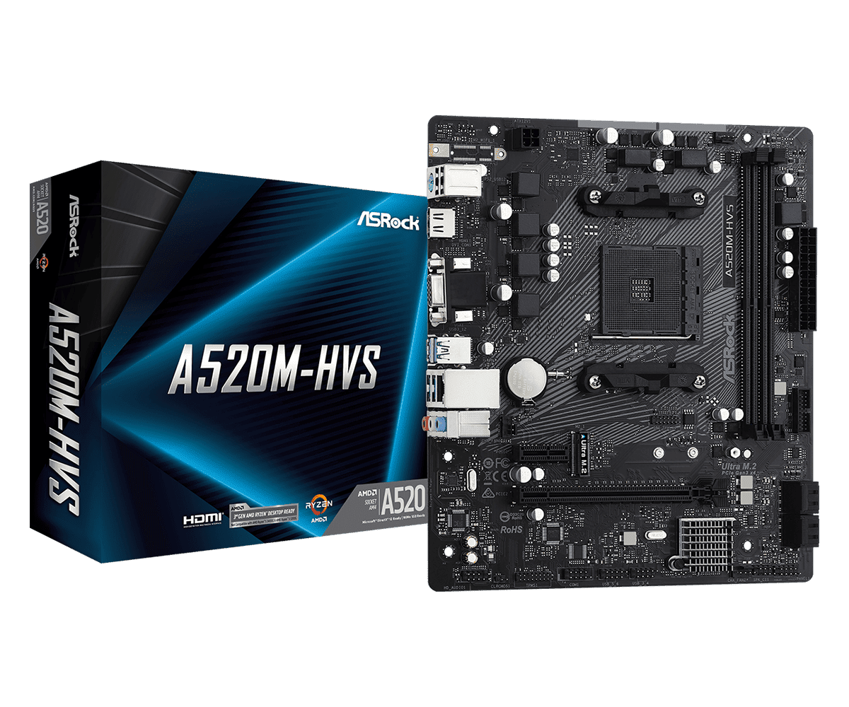 37523-mainboard-asrock-a520m-hvs-philong-1 Mainboard ASRock A520M-HVS (AM4, 2x DDR4, HDMI/VGA, M.2 Gen 3, m-ATX)