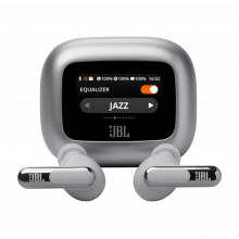 Tai nghe True Wireless JBL Live Beam 3 Silver (Bluetooth 5.3, Pin 12 giờ, Màn hình cảm ứng, ANC, IP55)