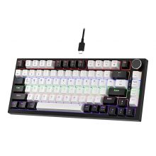 Bàn phím cơ Newmen GM326 Black White - Red Switch (75%, Núm xoay, Hotswap, Led Rainbow, USB-C)