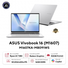Laptop ASUS Vivobook 16 M1607KA-MB091WS (Ryzen AI 7 350, RAM 16GB, SSD 512GB, AMD Radeon Graphics, Màn Hình 16inch WUXGA, Windows 11, Office, Màu Bạc)