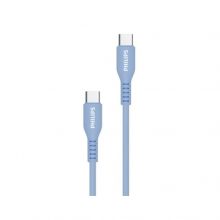 Cáp Sạc USB Type C Sang USB Type C Philips 60W DLC8601V (1.2 mét, Silicon Siêu Bền, Màu Xanh Dương)