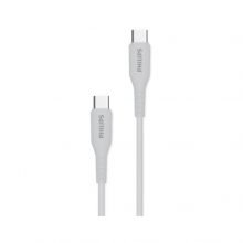 Cáp Sạc USB Type C Sang USB Type C Philips 60W DLC8601W (1.2 mét, Silicon Siêu Bền, Màu Trắng)
