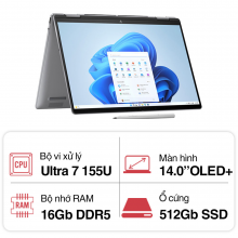 Laptop HP ENVY X360 14-fc0090TU A19C0PA (Intel Core Ultra 7 155U, RAM 16GB, SSD 512GB, Màn Hình 14 inch 3K OLED, Cảm ứng, Windows 11)