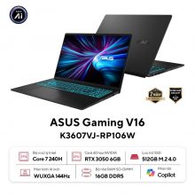 Laptop Gaming Asus Vivobook V16 K3607VJ-RP106W (Intel Core 7-240H, Ram 16GB, SSD 512GB, RTX 3050 6GB, Màn Hình 16inch WUXGA 144Hz, Windows 11, Màu Đen)