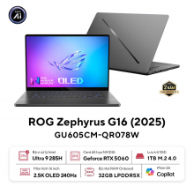 Laptop Gaming Asus ROG Zephyrus G16 GU605CM-QR078W (Ultra 9 285H, RTX 5060 8GB, RAM 32GB, SSD 1TB, Màn Hình 16inch OLED 2.5K 240Hz 100% DCI-P3, Windows 11)