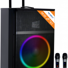 Loa Bluetooth Karaoke Soundmax M33 (100W, Bluetooth, AUX, TF, USB, RGB, 2 MICRO Không Dây)