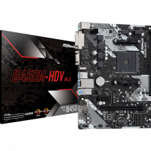 Mainboard ASRock B450M-HDV R4.0 (AM4, 2x DDR4, HDMI/VGA/DVI, M2 PCIe 3.0, m-ATX)