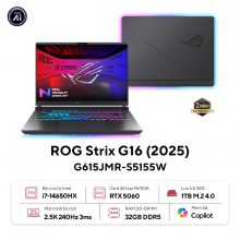 Laptop Asus Gaming ROG Strix G615JMR-S5155W (Core i7 14650HX, RAM 32GB, SSD 1TB, Màn Hình 16inch 2.5K WQXGA 240hz, RTX 5060 8GB, Windows 11, RGB Keyboard, Camera IR, Màu Xám)
