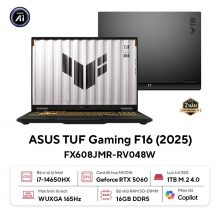 Laptop ASUS TUF Gaming F16 FX608JMR-RV048W (Core i7 14650HX, RAM 16GB, SSD 1TB, RTX 5060, Màn Hình 16inch FHD + 165Hz, Windows 11, Màu Xám)